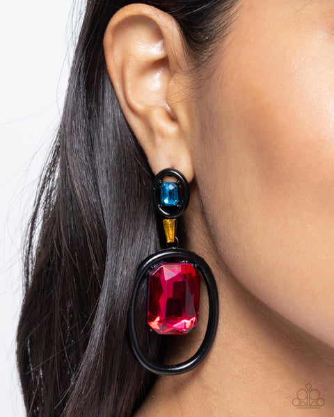 Paparazzi - Dipped in Dazzle - Black Earring