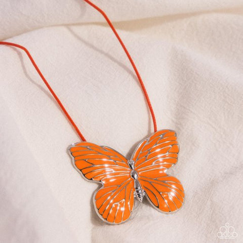 Paparazzi-Fluttering Fervor- Orange Necklace