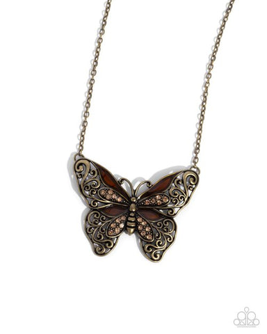 Paparazzi-Flawless Flight- Brass Necklace