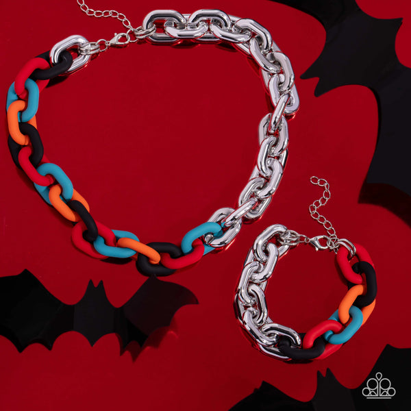 Paparazzi-SOLD AS A SET ONLY-Contrasting Couture - Black (Choker) Necklace & Bracelet Set