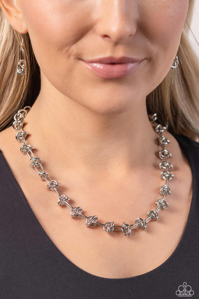 Paparazzi-Knotted Kickoff - Silver Necklace