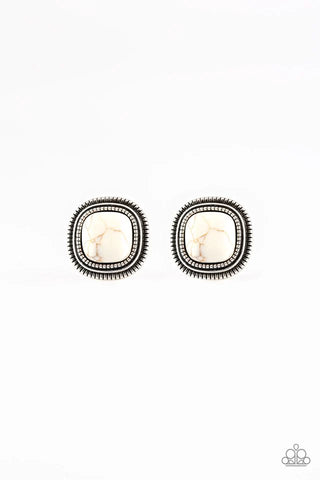 Paparazzi FRONTIER-Runner - White Post Earrings